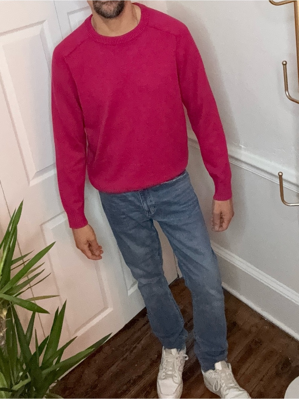 J. Crew Men's Crewneck Sweater - Size L - Vivid Fuchsia - NWT - Picture 7 of 9